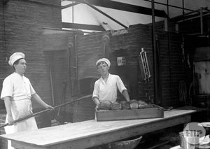 Two bakers at the Farragut House, photographed by Clarence Trefry.