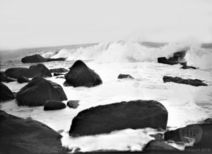 Surf Crashing against Rocks New England