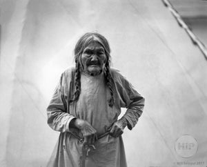 Native American Elder Woman with Teepee
