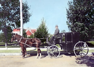 Glass Slide Man Riding Horse Carriage