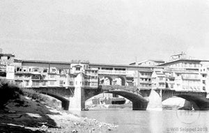Ponte Vecchio "Old Bridge" Over the Arno River in Florence, Italy 1940s